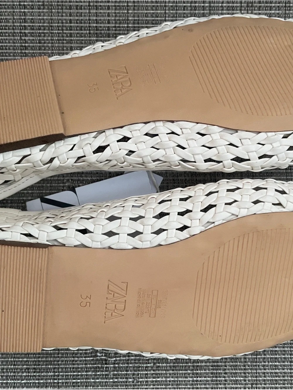 Zara Woven Ballet Flats - White